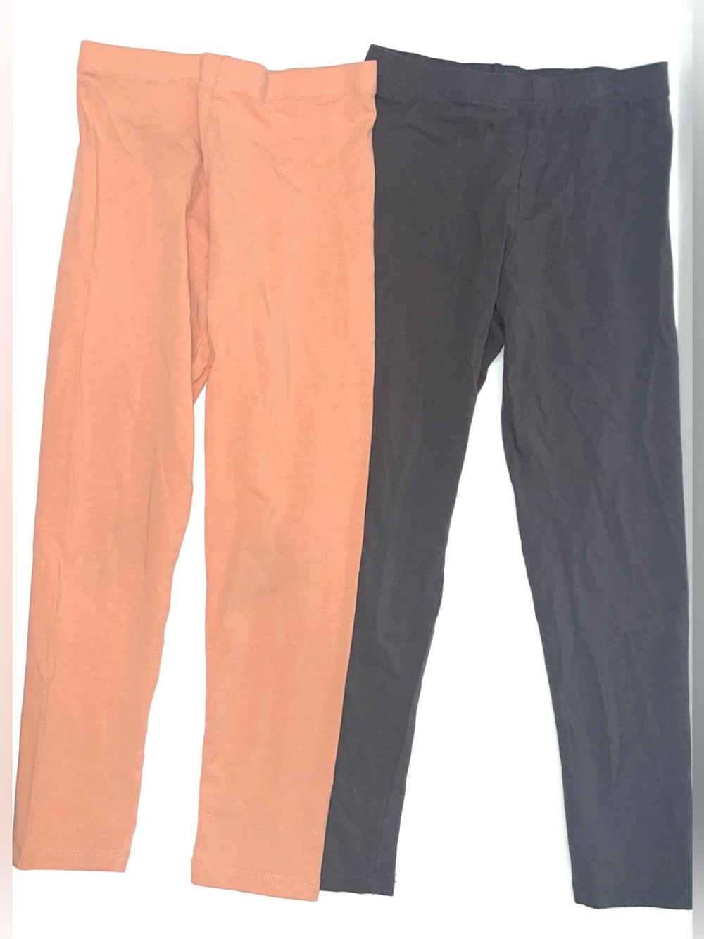 H&M Girls Solid Peach and Charcoal Leggings - 2 Pack